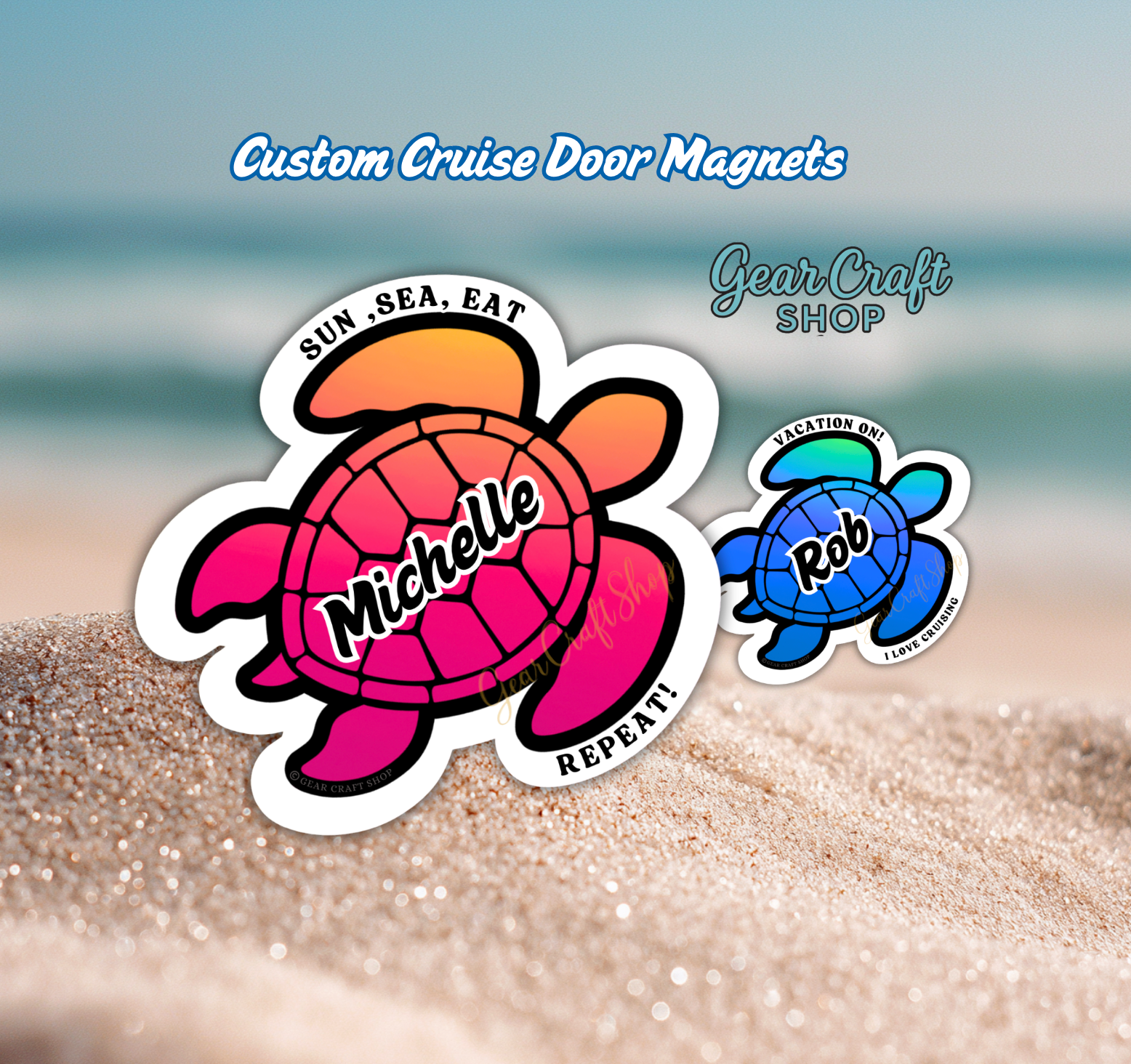 Sea Turtle Personalized Cruise Door Magnets, Royal Caribbean Magnet