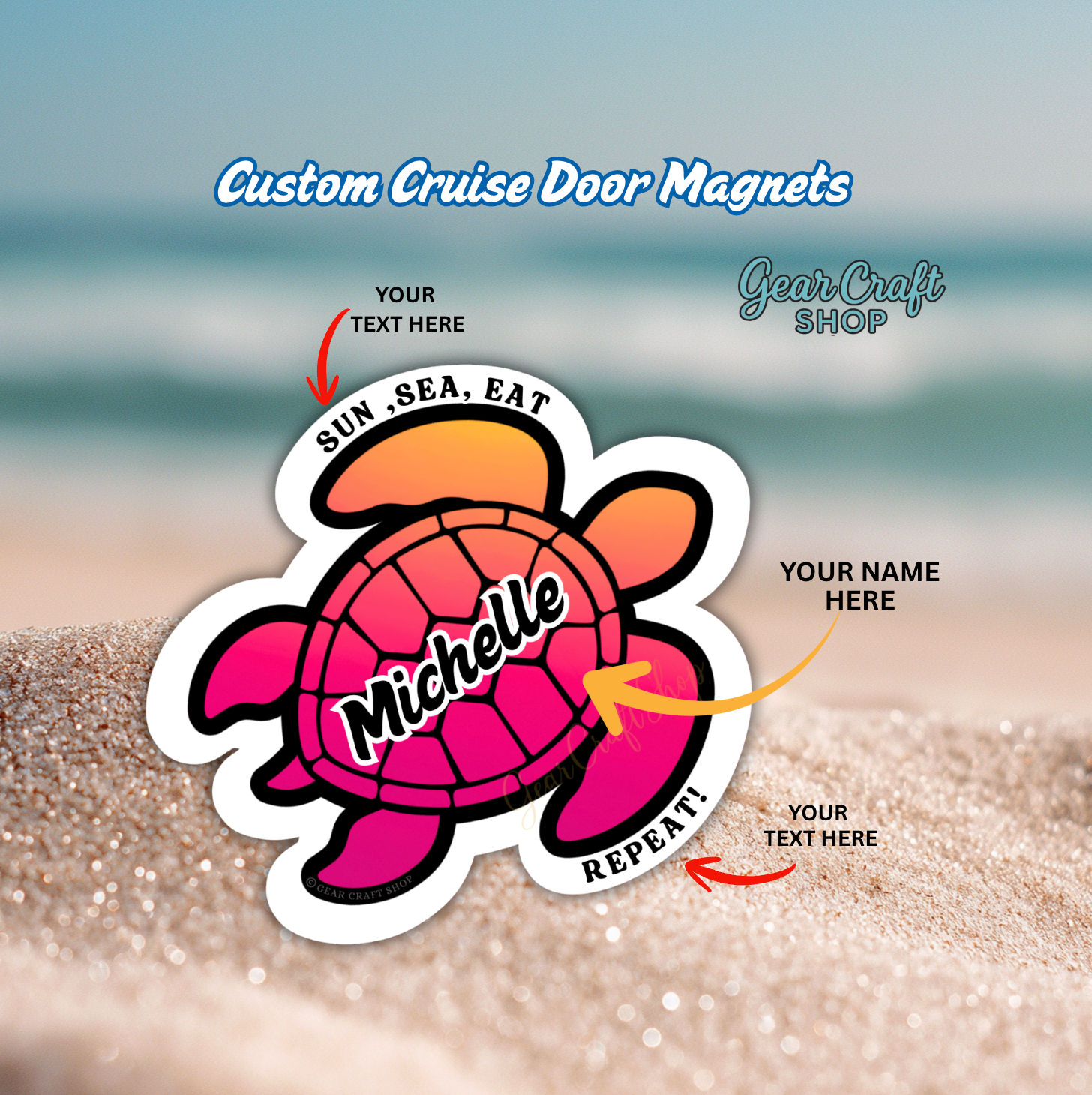 Sea Turtle Personalized Cruise Door Magnets, Royal Caribbean Magnet