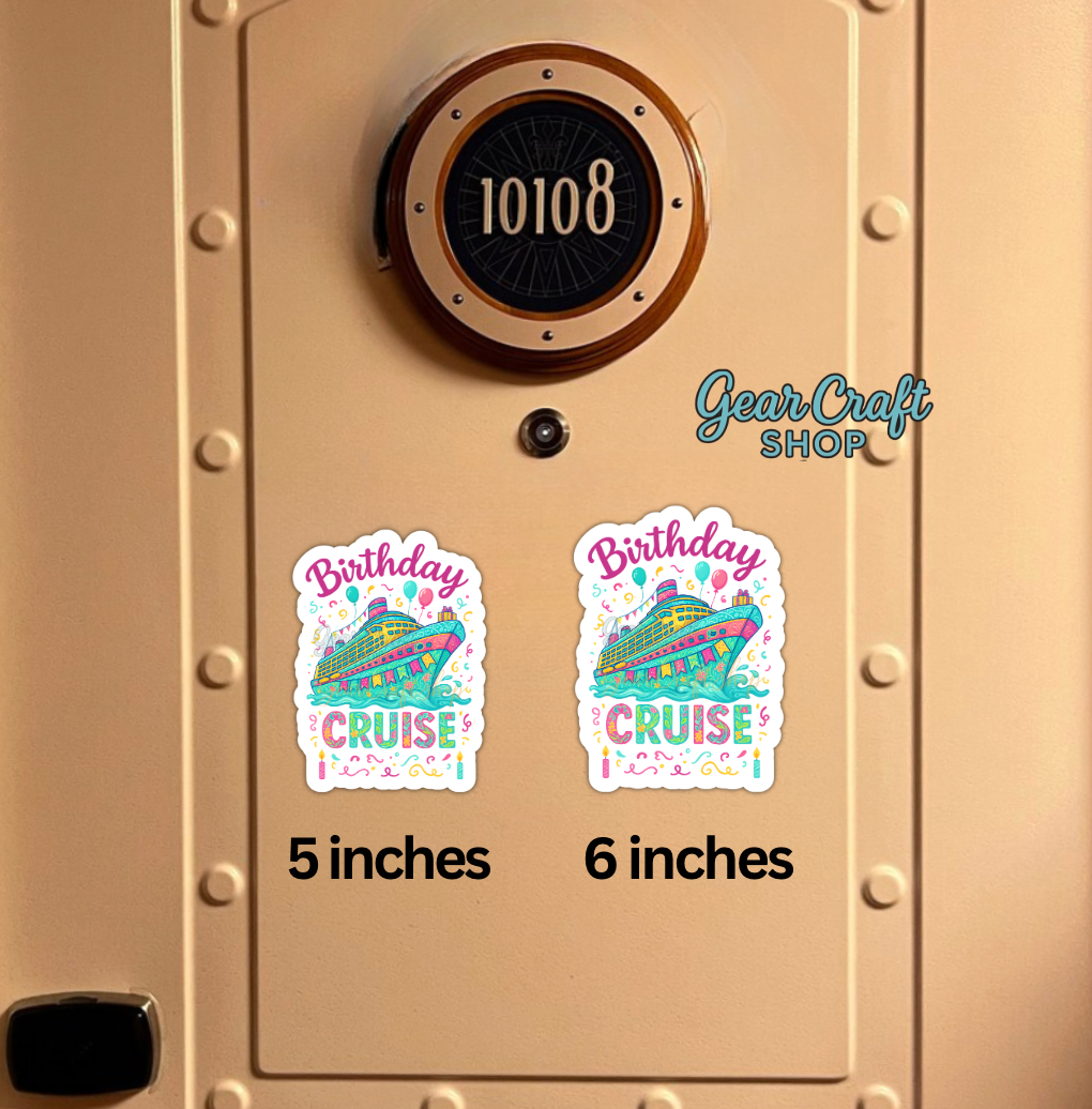 Birthday Cruise Door Magnet – Colorful Cruise Ship Decor, 5 Inch