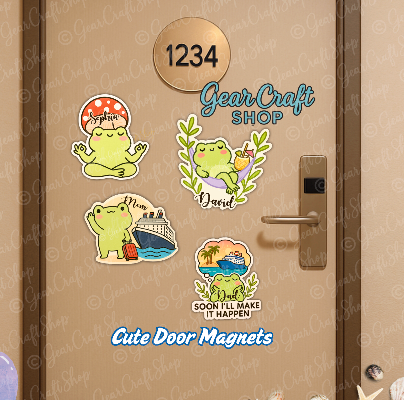 Funny Cute Family Frog - Vacation Cruise Door Magnet - Select your favorites