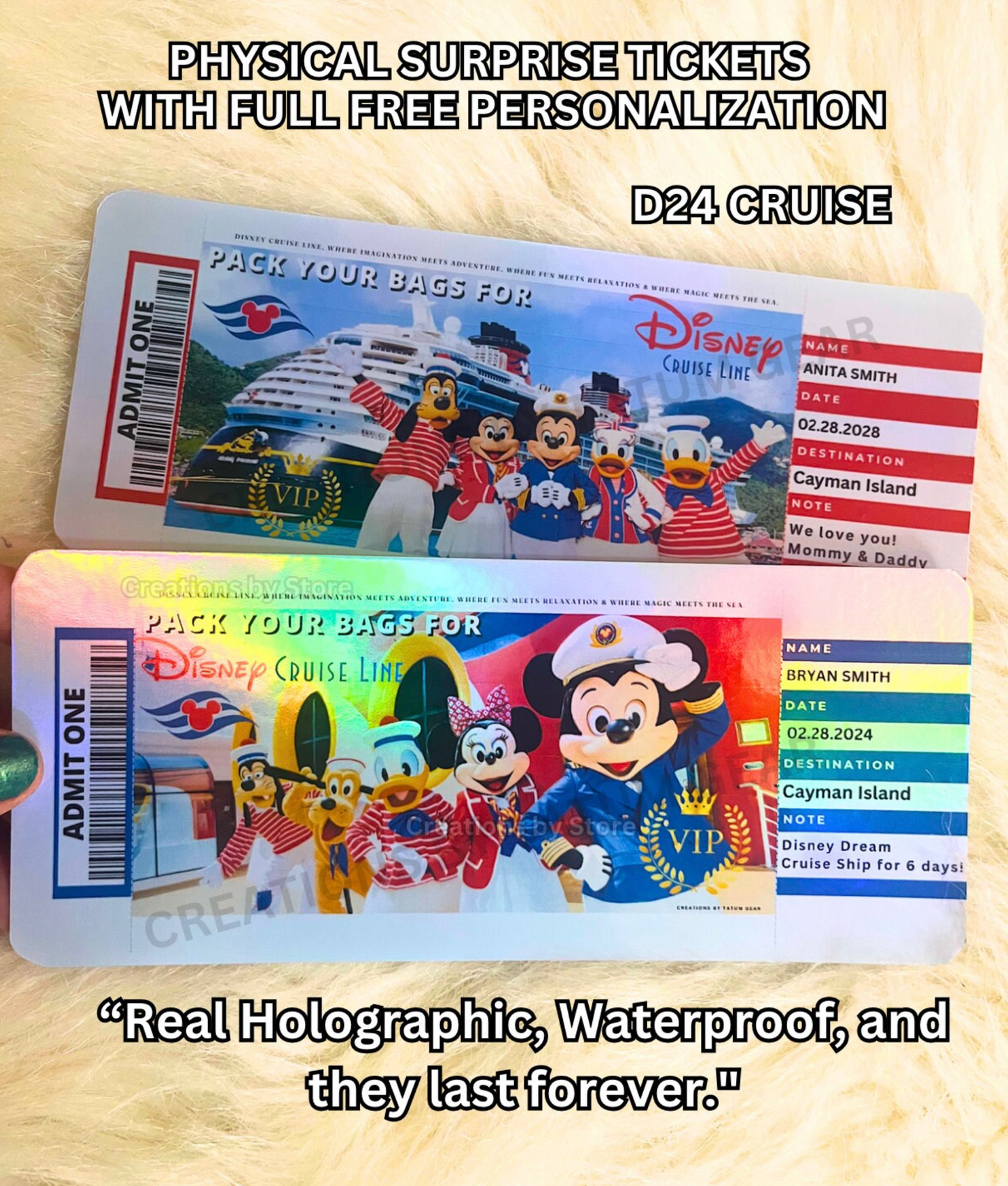 Holographic Cruise Surprise Ticket – Custom Family Reveal