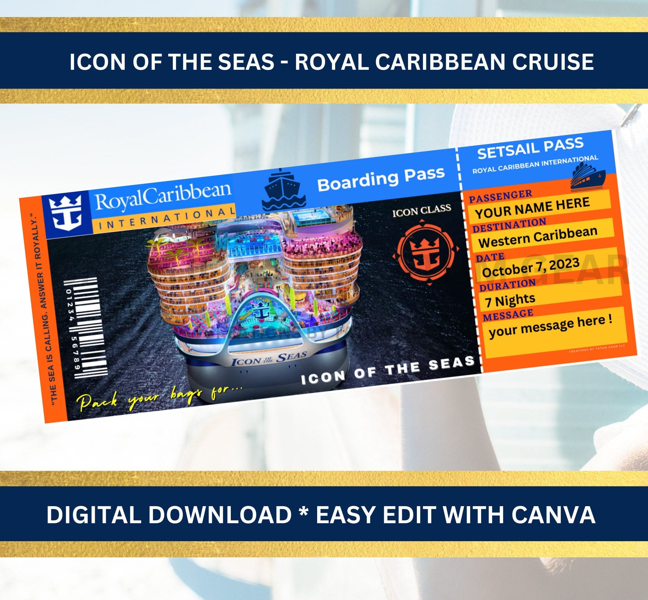 4 Royal Caribbean Cruise Printable Tickets Boarding Pass ICON of the SEAS