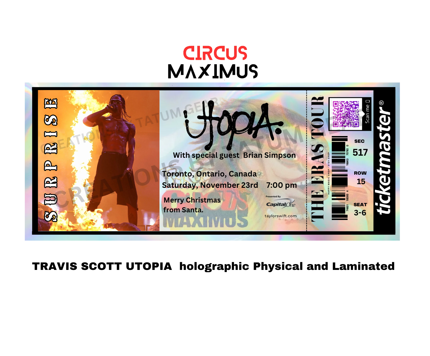 AMAZING STUNNING PHYSICAL SURPRISE TICKETS CONCERTS HOLOGRAPHIC!