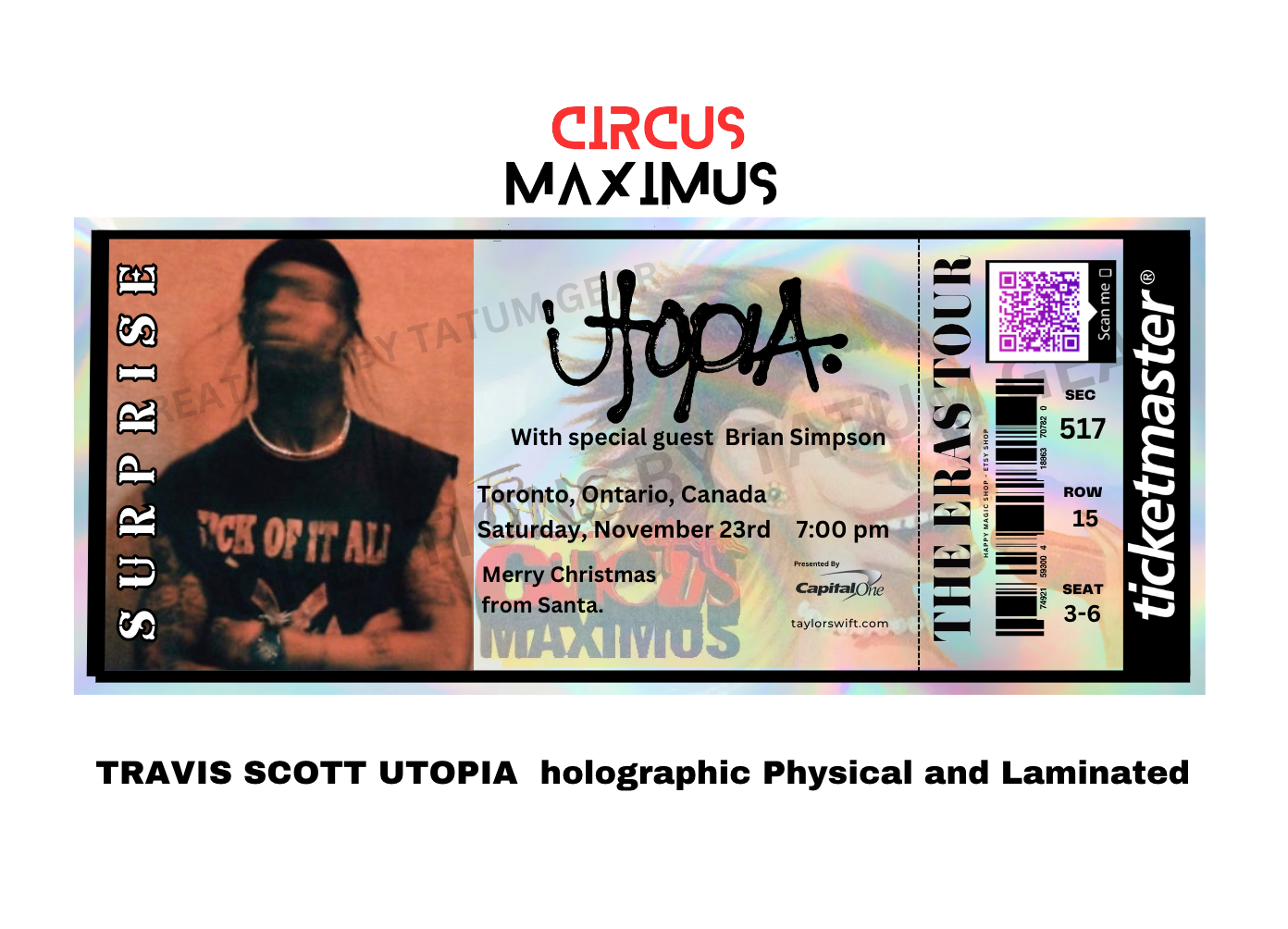 AMAZING STUNNING PHYSICAL SURPRISE TICKETS CONCERTS HOLOGRAPHIC!