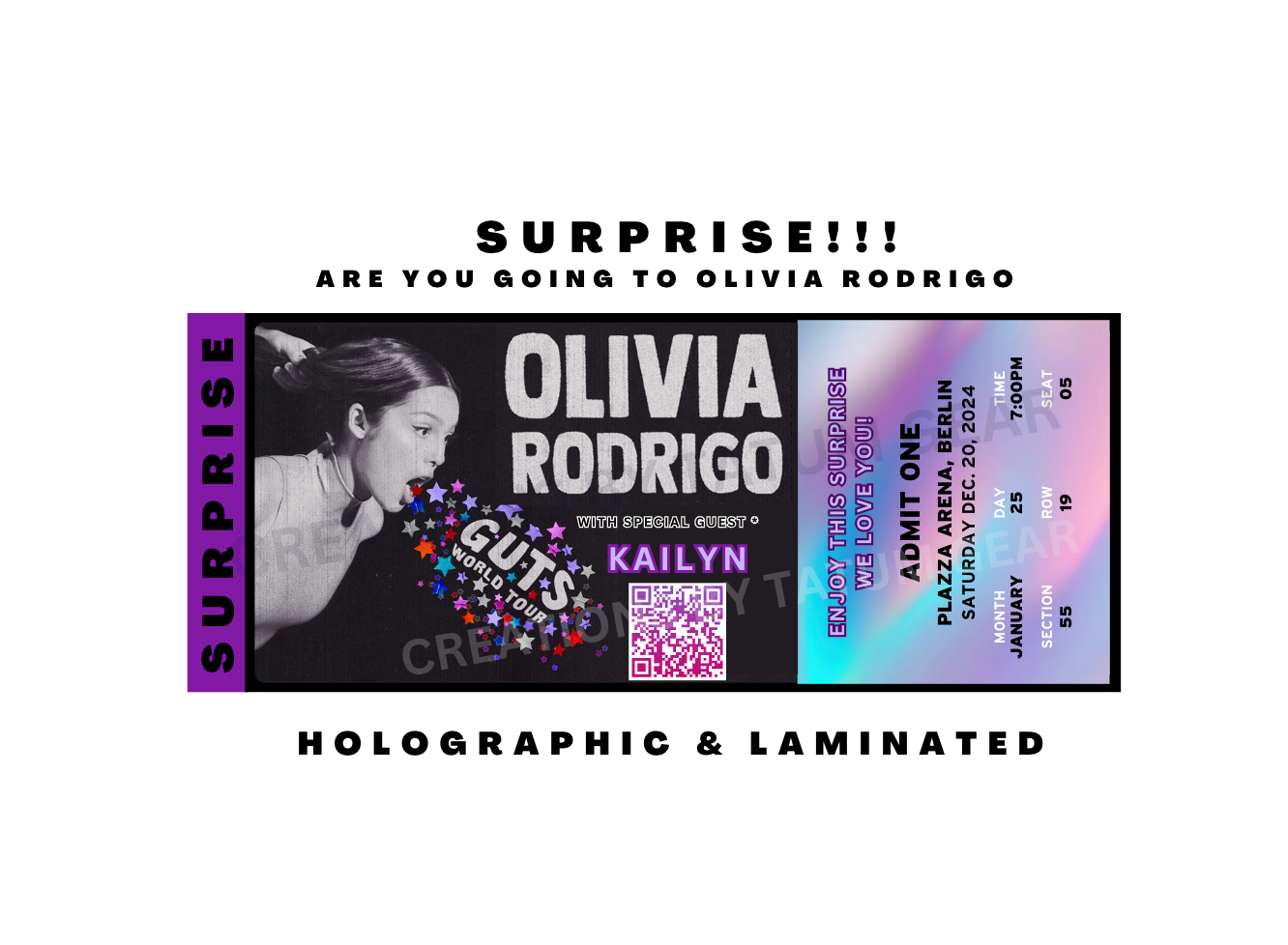 AMAZING STUNNING PHYSICAL SURPRISE TICKETS CONCERTS HOLOGRAPHIC!