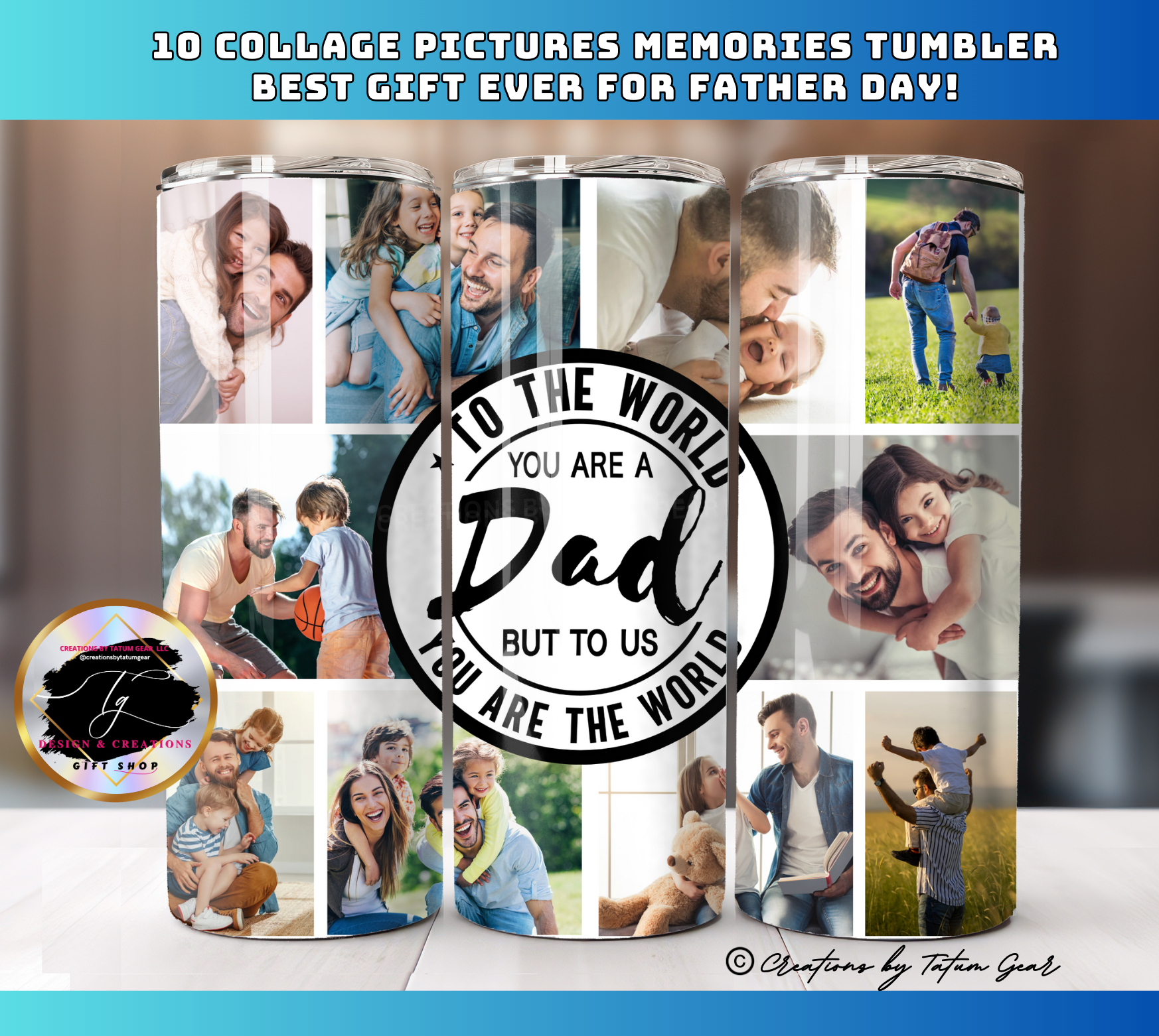 Custom 10-Photo Dad Tumbler - 20oz Father's Day Gift