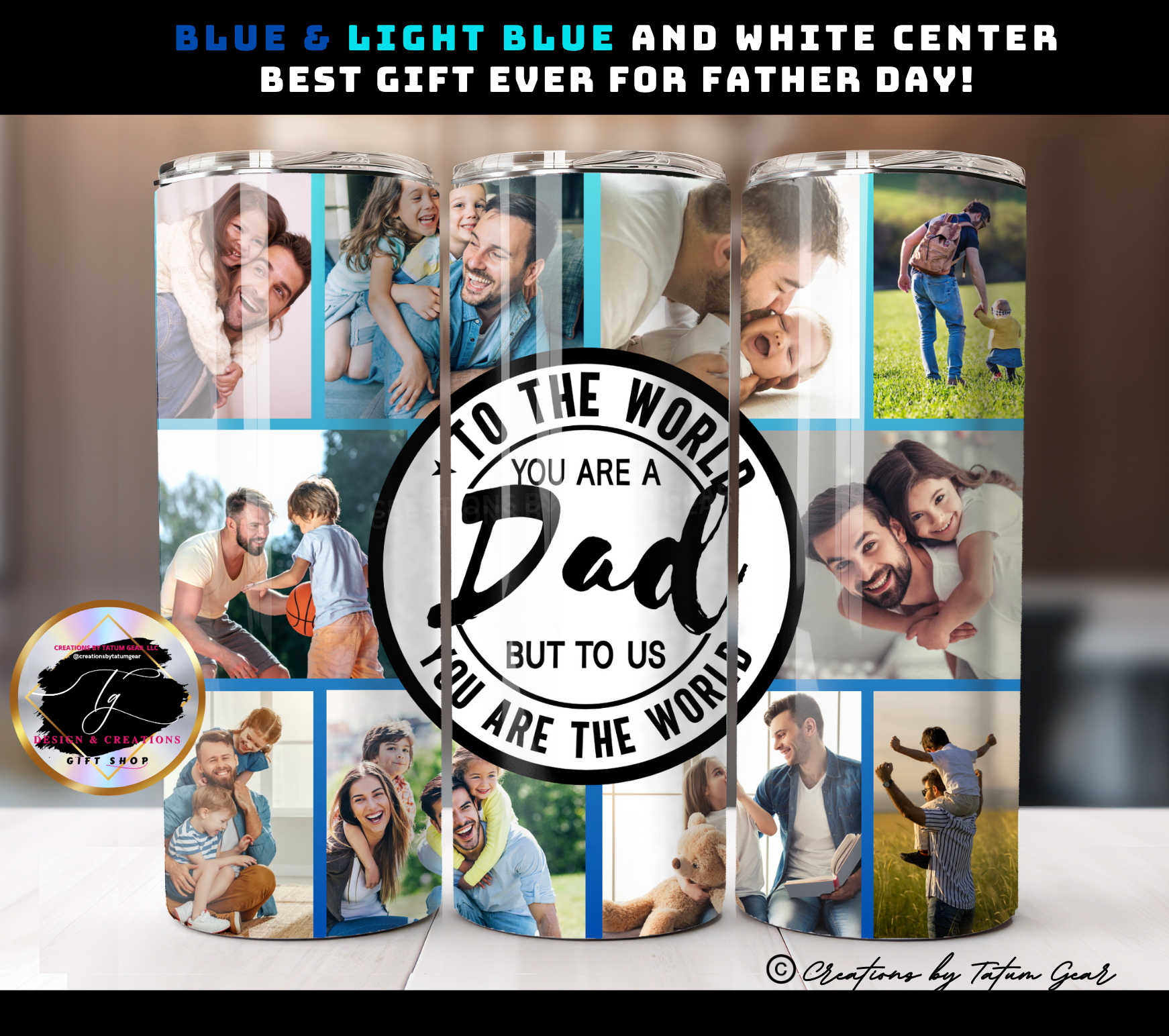 Custom 10-Photo Dad Tumbler - 20oz Father's Day Gift