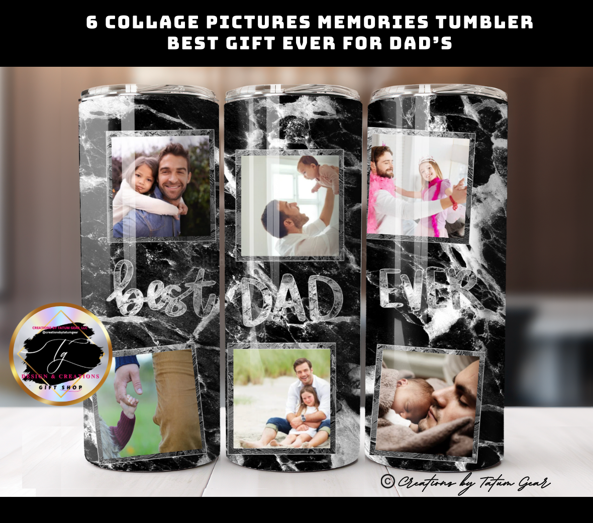 Custom 6-Photo 'Best Dad Ever' Tumbler - 20oz Gift