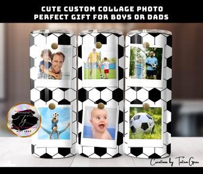 Custom 6-Photo Football Tumbler - 20oz Sports Gift