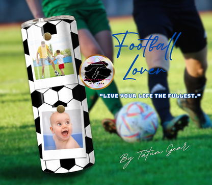 Custom 6-Photo Football Tumbler - 20oz Sports Gift