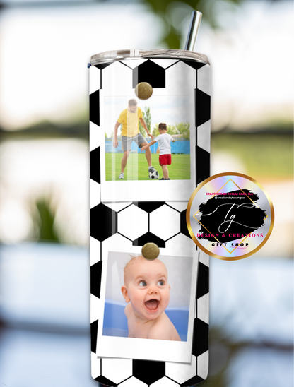 Custom 6-Photo Football Tumbler - 20oz Sports Gift