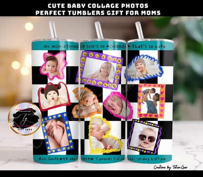 Custom 10-Photo Baby Tumbler - 20oz Mother's Day Gift