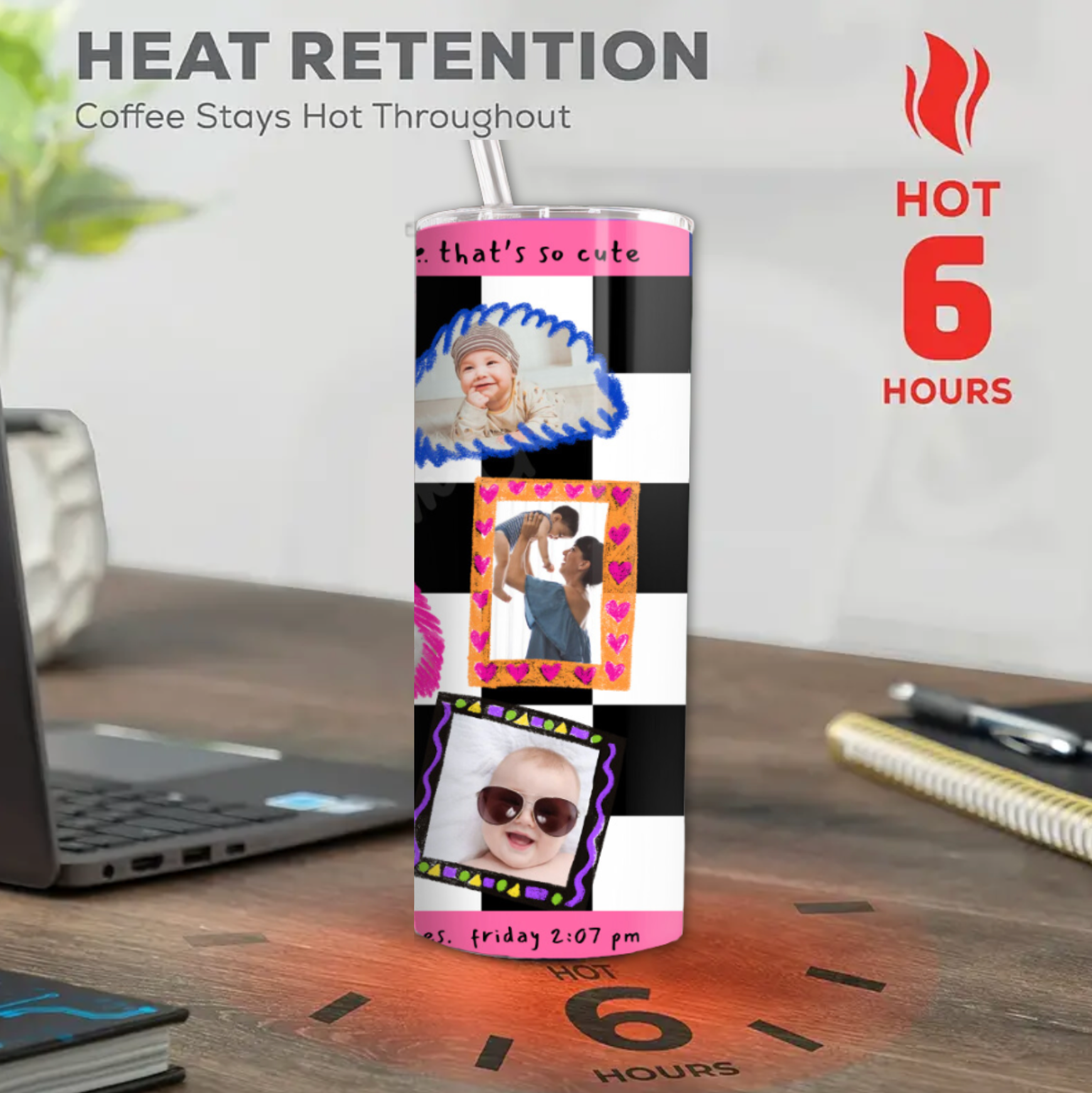 Custom 10-Photo Baby Tumbler - 20oz Mother's Day Gift