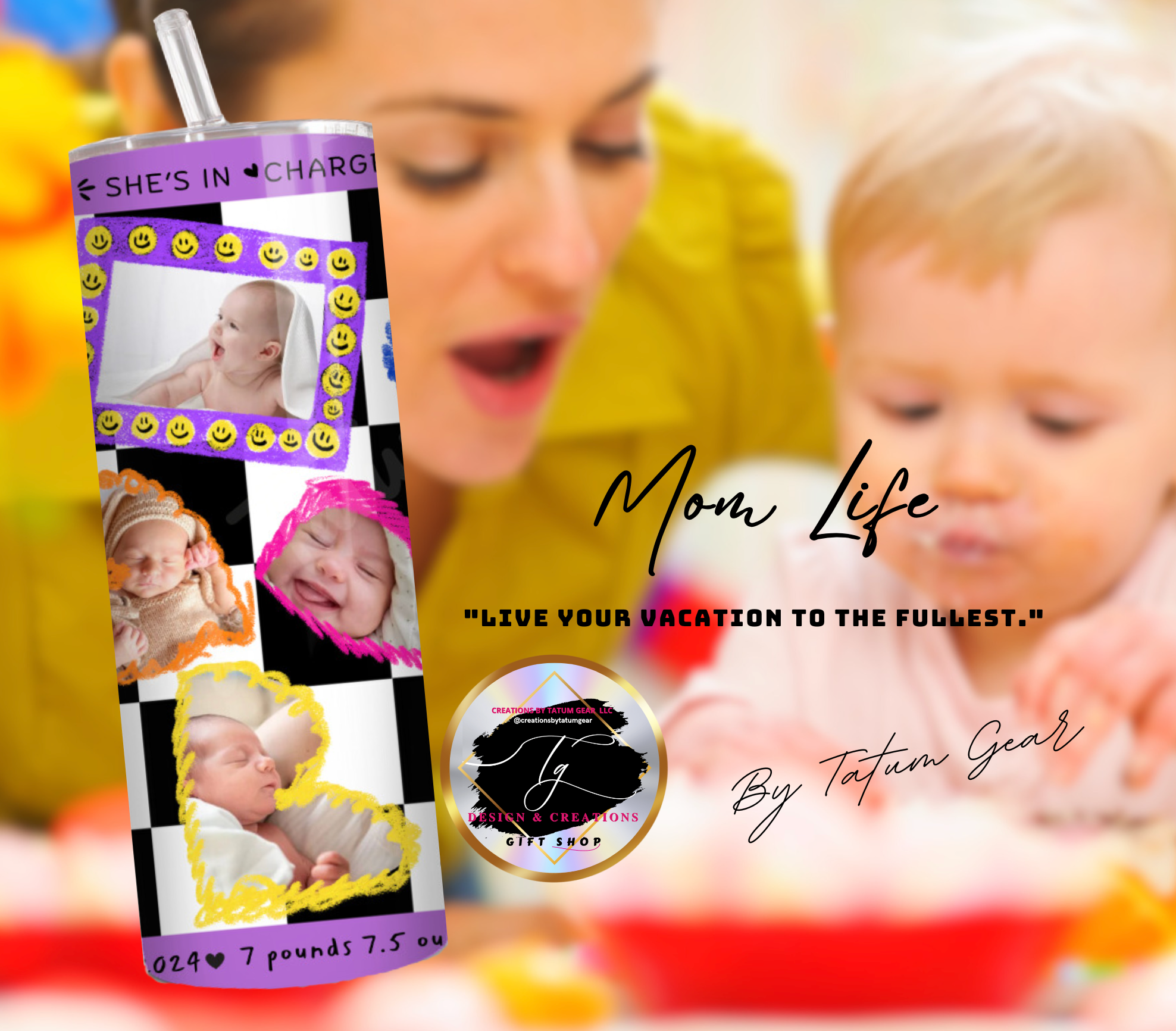 Custom 10-Photo Baby Tumbler - 20oz Mother's Day Gift