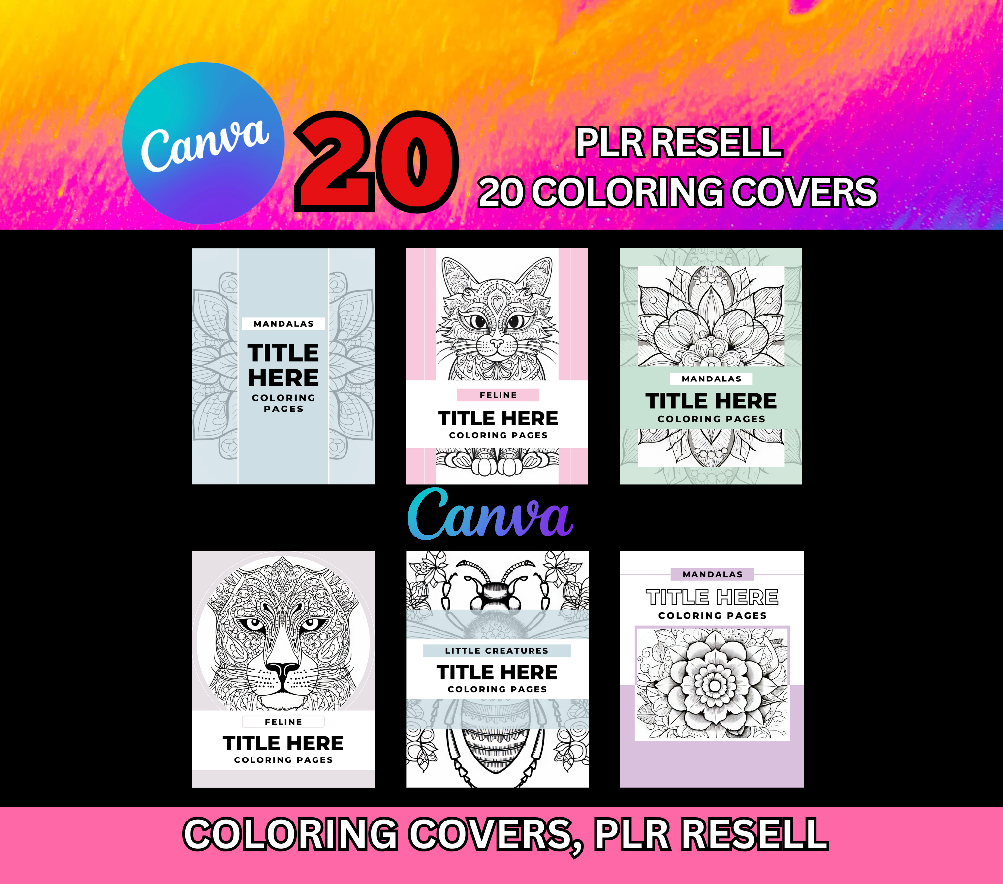 Canva - PLR RESELL 20 Coloring Covers
