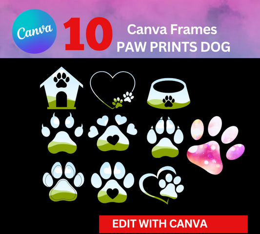 Canva Frames - Dog Paws Prints