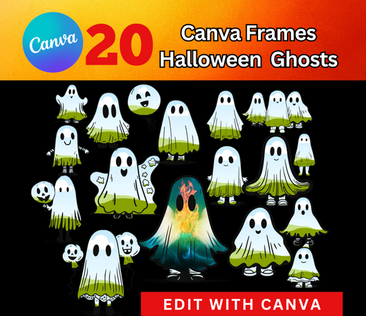 Canva Frames – Cute Ghosts | Halloween Drag & Drop Design