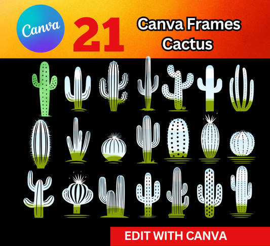 Canva Frame – Cactus Shape for Western & Boho Designs