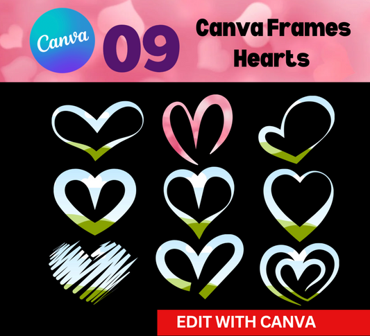 Canva Frames – Cute Hearts | Love Drag & Drop Design