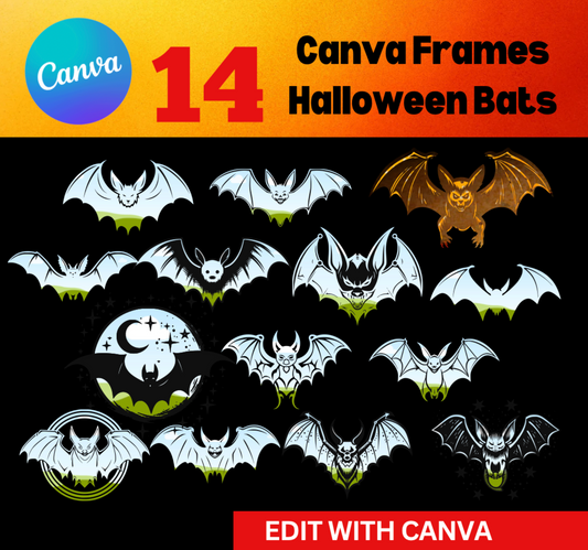Canva Frames – Halloween Bats (Editable in Canva)