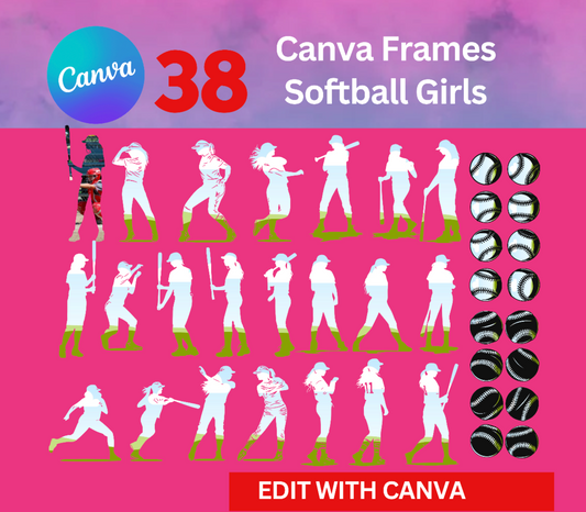Canva Frames - +35 Unique Softball Girls