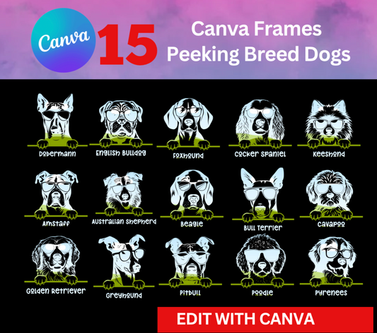 Canva Frames - 15 Peeking Breed Dogs