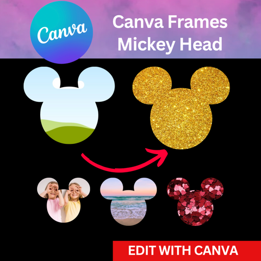 Canva Frames – Mickey Head Shape for Sublimation & Digital Designs