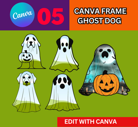 Canva Frame – Cute Ghost Dog Shape for Halloween Designs