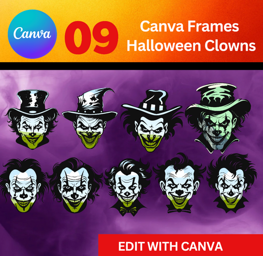 Canva Frames - Halloween Clowns