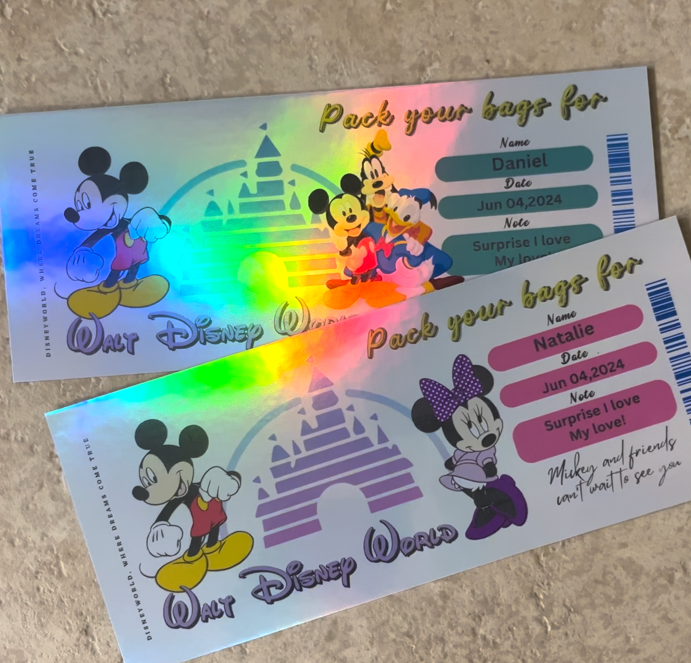 ✨ Magical Trip Reveal Surprise Ticket – Holographic Gift for Kids & Family