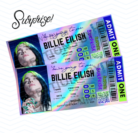 Holographic Surprise Concert Ticket – Custom VIP Gift for Music Lovers