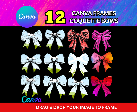 Coquette Bows Canva Frames – Editable Drag & Drop Design