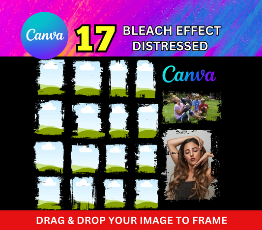 Bleach Effect Canva Frames – Drag & Drop Editable Layouts | Instant Download