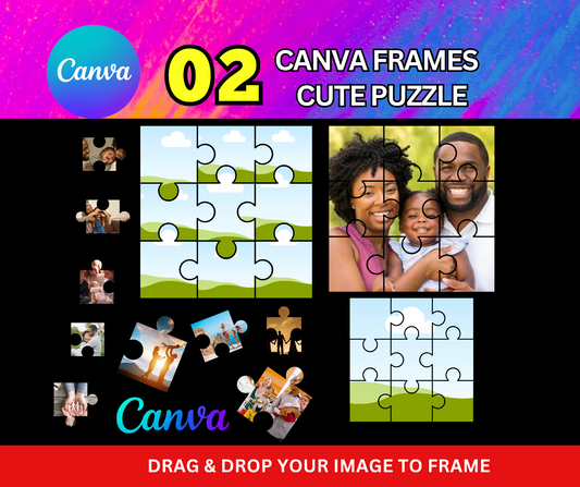 Cute Puzzle Canva Frames – Editable Drag & Drop Design Template