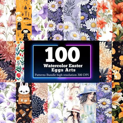 100 Floral Digital Papers – Seamless Pattern Bundle (300 DPI, High-Res JPG)