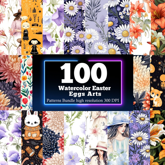 100 Floral Digital Papers – Seamless Pattern Bundle (300 DPI, High-Res JPG)