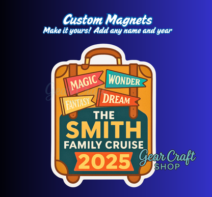 Custom Cruise Suitcase Magnet – Personalized Name & Year | Cruise Door, Fridge, Locker Decor