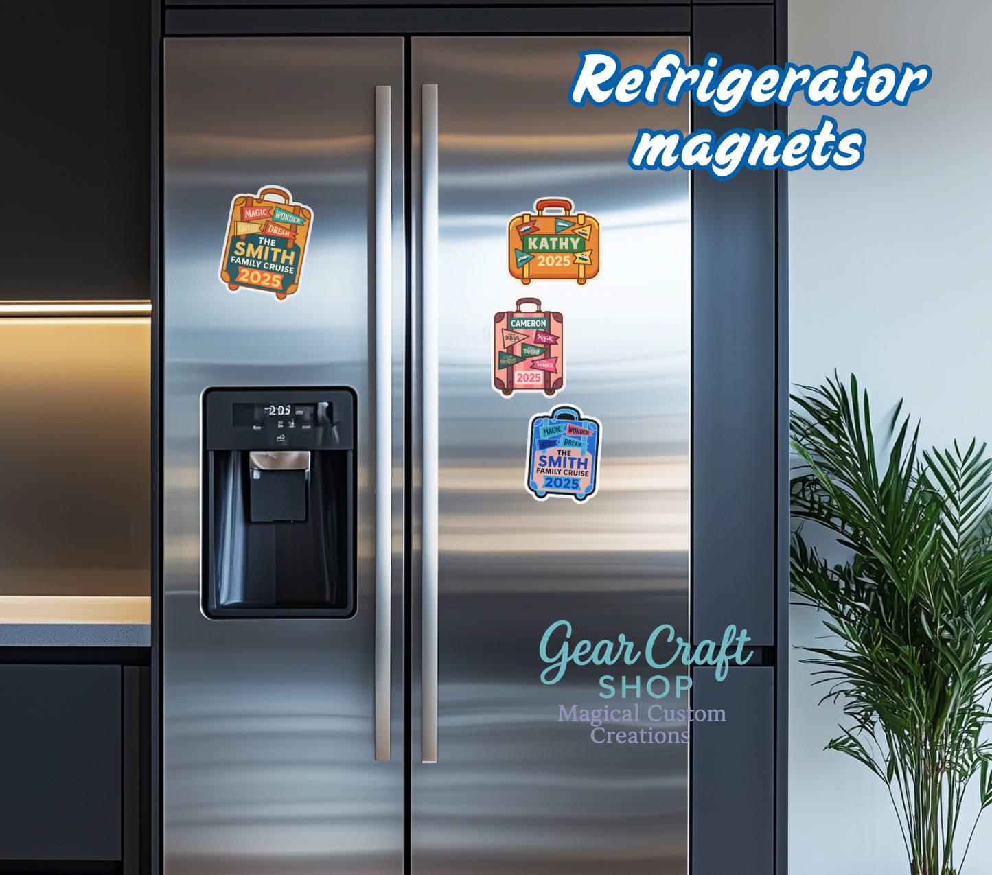 Custom Cruise Suitcase Magnet – Personalized Name & Year | Cruise Door, Fridge, Locker Decor
