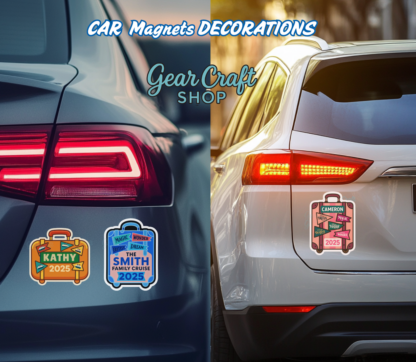 Custom Cruise Suitcase Magnet – Personalized Name & Year | Cruise Door, Fridge, Locker Decor