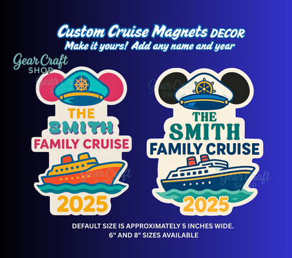 Cute Cruise Door Magnet – Personalized Family Name | 3 Sizes | Disney-Inspired Cruise Decor