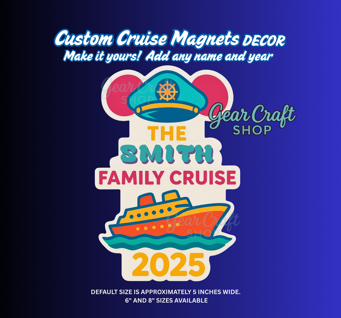 Cute Cruise Door Magnet – Personalized Family Name | 3 Sizes | Disney-Inspired Cruise Decor