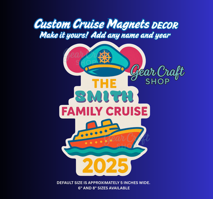 Cute Cruise Door Magnet – Personalized Family Name | 3 Sizes | Disney-Inspired Cruise Decor