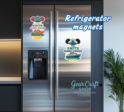Cute Cruise Door Magnet – Personalized Family Name | 3 Sizes | Disney-Inspired Cruise Decor