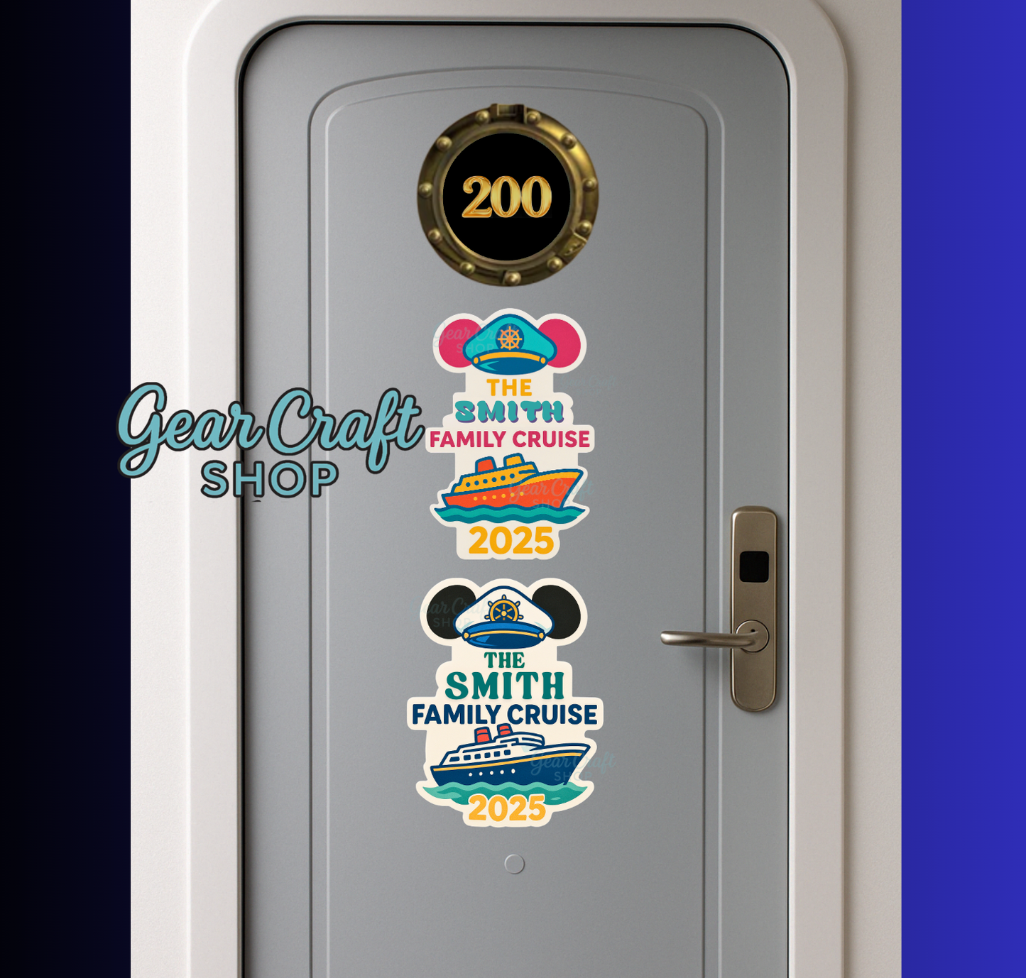 Cute Cruise Door Magnet – Personalized Family Name | 3 Sizes | Disney-Inspired Cruise Decor