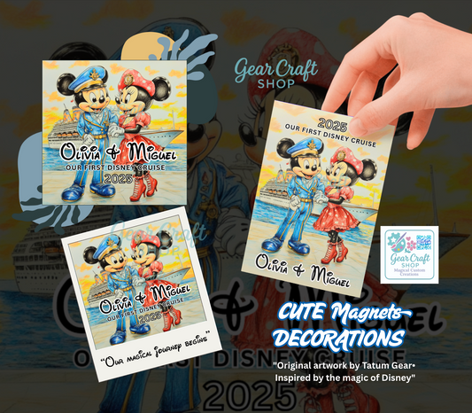 Personalized Disney Cruise Door Magnets – Cute Cruise Keepsake – Set of 1 or 3 – Custom Artwork by Gear Craft Shop