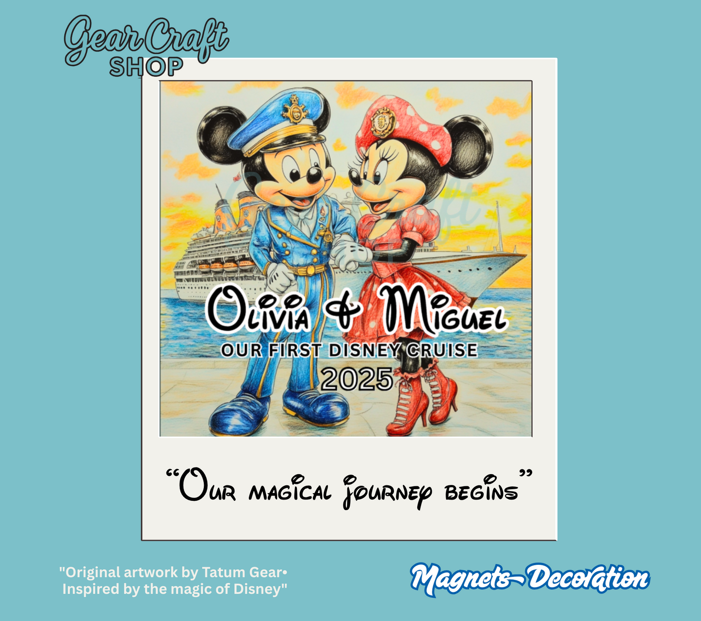 Personalized Disney Cruise Door Magnets – Cute Cruise Keepsake – Set of 1 or 3 – Custom Artwork by Gear Craft Shop