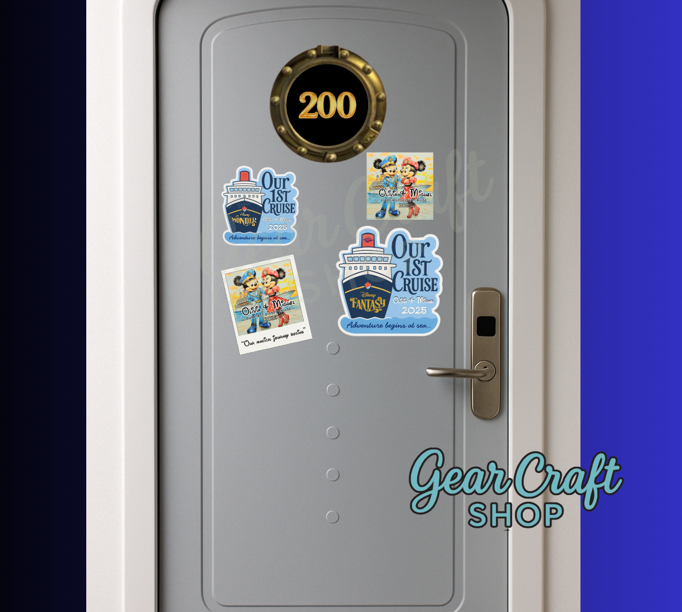 Personalized Disney Cruise Door Magnets – Cute Cruise Keepsake – Set of 1 or 3 – Custom Artwork by Gear Craft Shop
