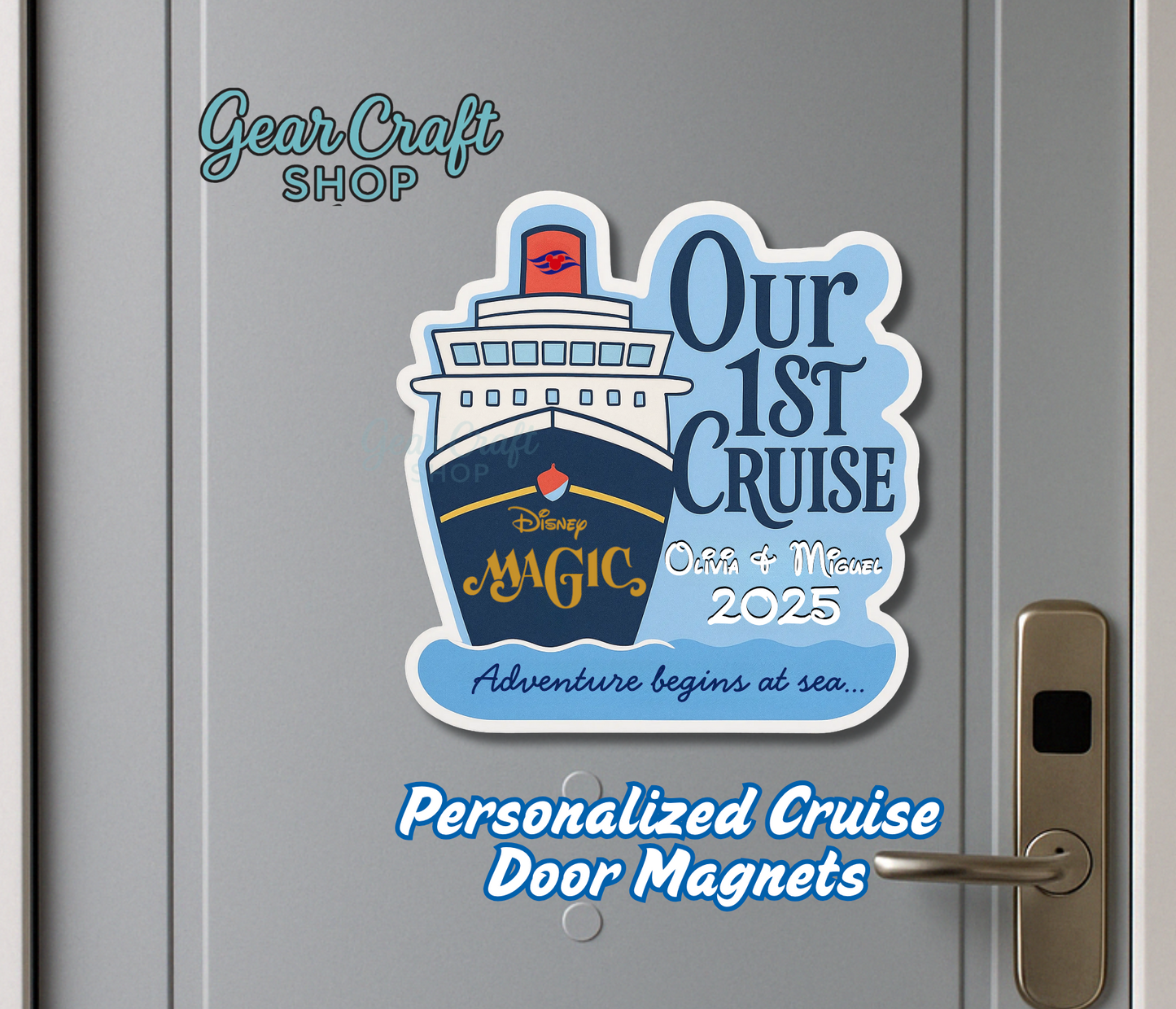 Personalized Cruise Door Magnets – Our First Cruise Keepsake – Magic, Wonder, Fantasy, Dream & More