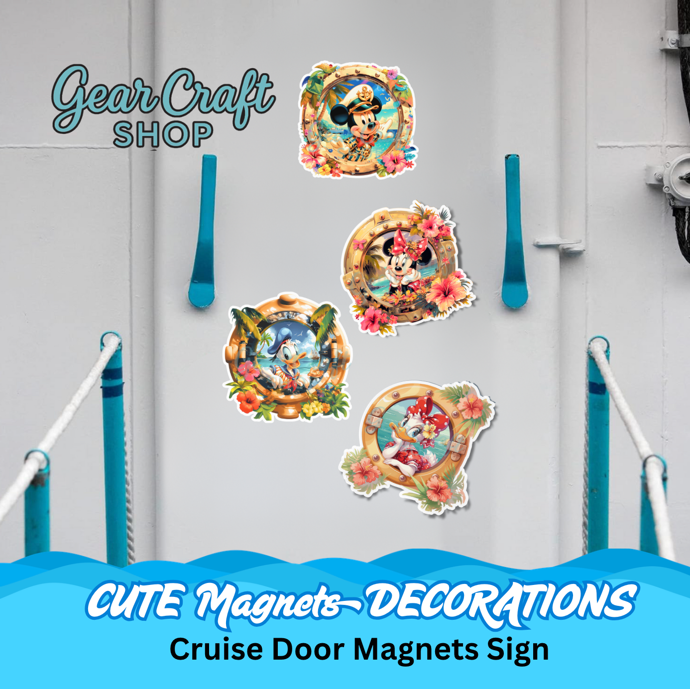 Sailor Porthole Friends Cruise Door Magnets - Disney Door Magnet - Set of 4