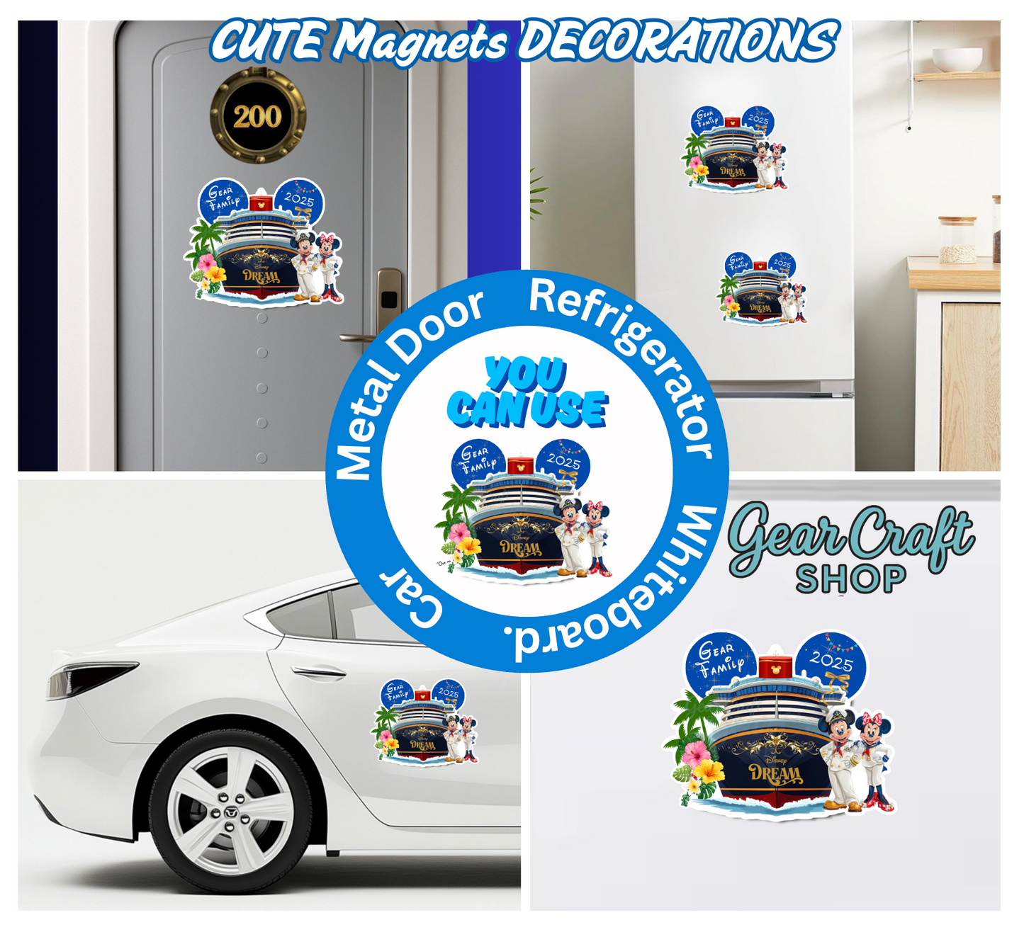 Unique Disney Cruise Door Magnet – Custom Ship Sign with Family Name & Year